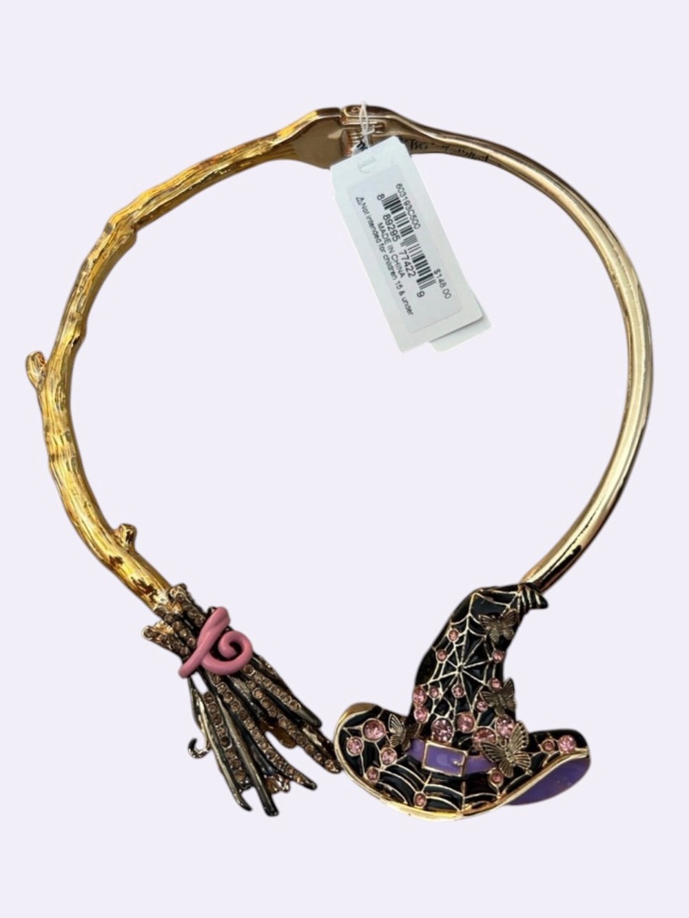 BETSEY JOHNSON Halloween Rich Witch Hat and Broom Hinged Collar Necklace NEW NWT